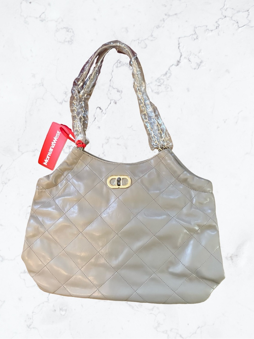 Montana West Quilted Shoulder Bag in Taupe